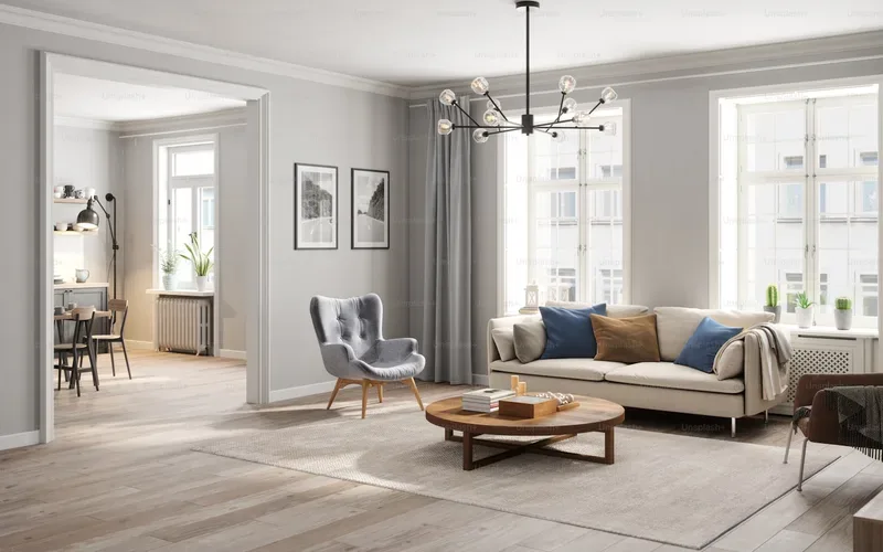 Living room of a bright modern apartment